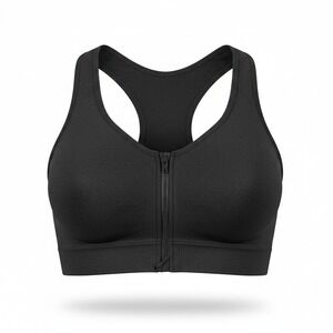 ZPAQI Women's Zipper Front Fastening Bra Post Surgery & Removable Pads Black XL